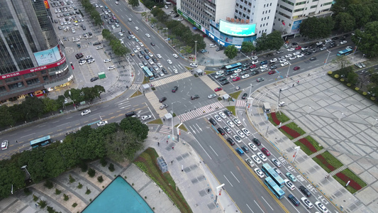 城市十字路口航拍视频