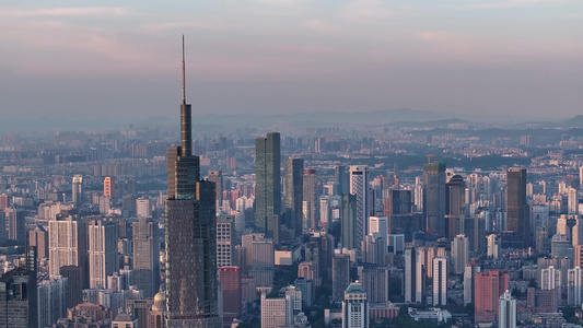 航拍南京日出城市风光视频
