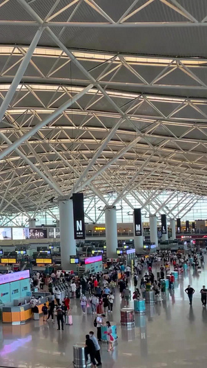 青海西宁机场T2航站楼值机大厅延时视频延时摄影20秒视频