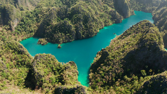 热带岛屿的卡扬干山湖菲利平科隆巴拉万视频