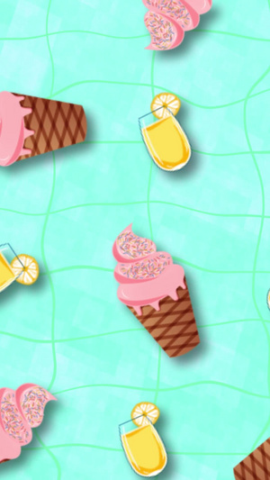 循环卡通清新冰淇淋背景夏日，饮料，果汁40秒视频