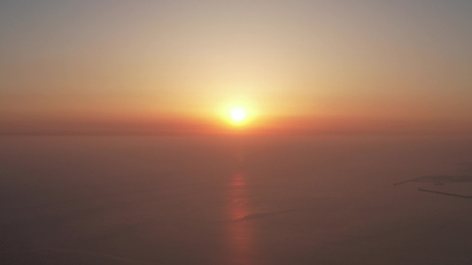 大海海洋海上日出彩霞航拍视频