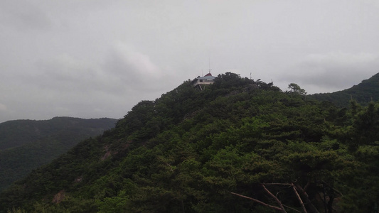 令人惊叹的绿色绿林和山峰空中景象视频