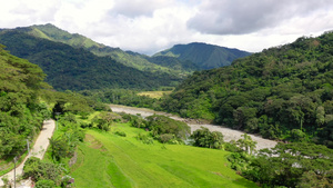 山谷有明亮的草原自然的夏季风景20秒视频