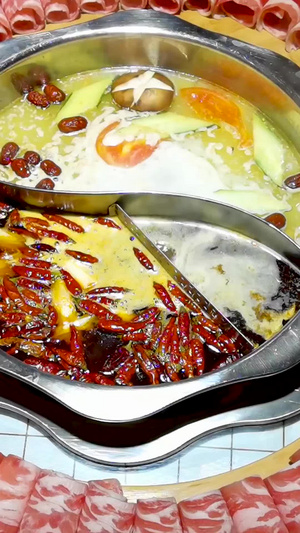 丰盛的火锅大餐和食材合集肥牛卷26秒视频
