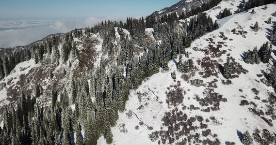 山上积雪云层之上视频