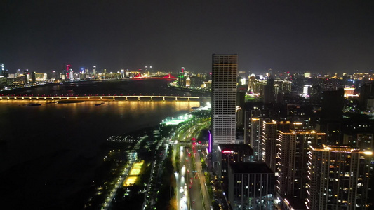 江西南昌城市夜景交通航拍 视频
