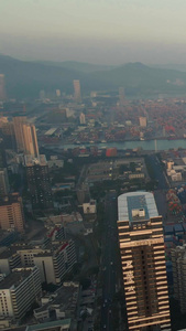深圳盐田港货运码头集装箱航拍交通物流视频