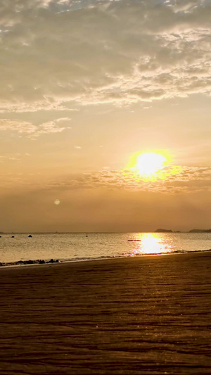 实拍大海夕阳晚霞延时摄影海平面12秒视频