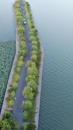 航拍杭州西湖白堤西湖十景41秒视频