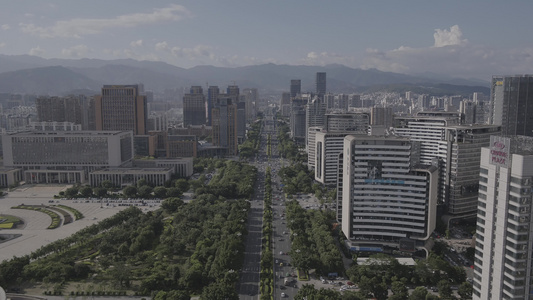 福建省龙岩市新罗区龙岩大桥龙岩大道主干道主城区城市大景航拍视频