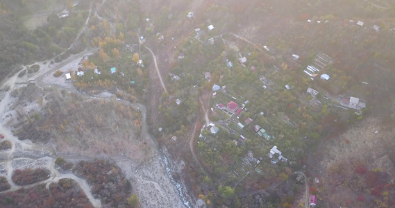 秋山森林无人机的最高视野视频