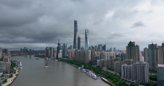 航拍上海陆家嘴城市风光视频