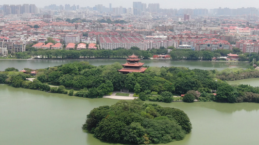 航拍福建泉州西湖公园 视频