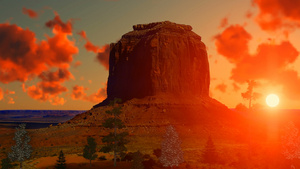 山谷中的红山背景是美丽的橙色天空24秒视频