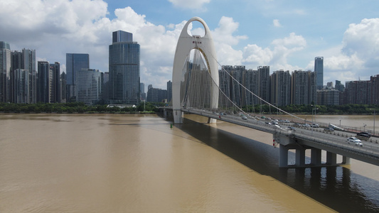 广州猎德大桥航拍视频