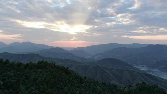 航拍日落晚霞夕阳西下视频