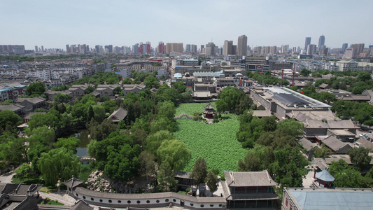 河北保定古莲池风景区航拍 视频