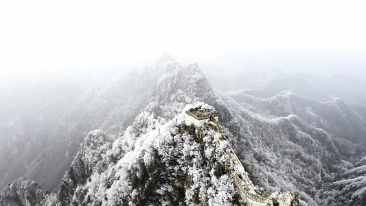 长城冬季长城雪景长城视频