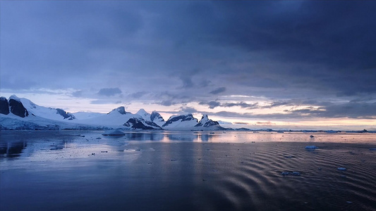 南极大陆日落风光视频