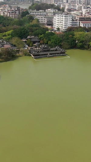 航拍惠州西湖丰渚园惠州西湖风景名胜区25秒视频