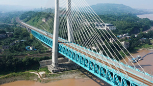 航拍高铁过重庆白沙沱高架桥68秒视频