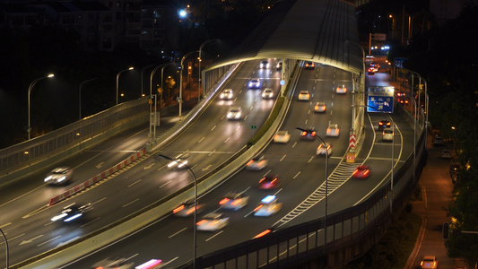 航拍城市高架桥道路交通夜景车流街景4k素材[选题]视频