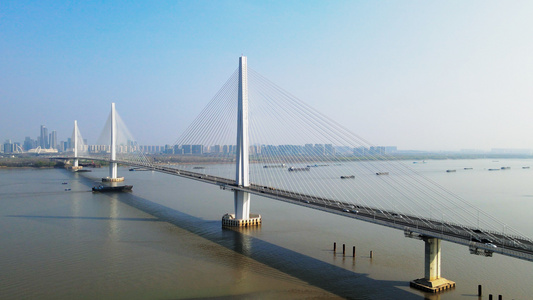 4K航拍南京长江第五大桥江心洲大桥视频