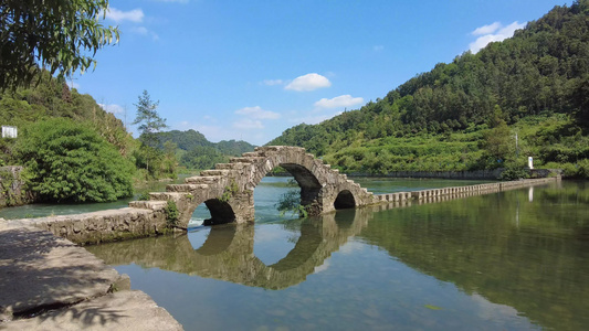 自然风光小桥流水风景实拍 视频