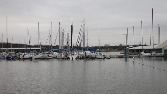 湖边葡萄园上的帆船视频