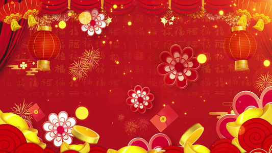 红色动态光效中国风花瓣喜庆新年4K循环背景视频视频