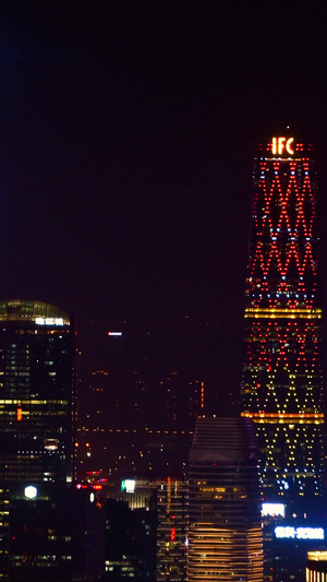 广州白云山俯瞰珠江新城夜景5A景点15秒视频