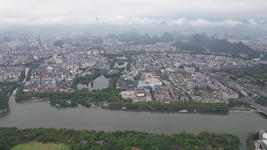 城市清晨迷雾云海航拍视频