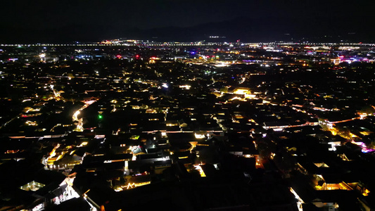 航拍云南丽江古城5A景区夜景 视频