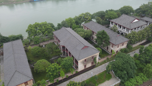 湖南衡阳东洲岛船山书院航拍视频