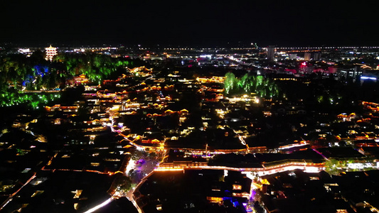 航拍云南丽江古城5A景区夜景 视频