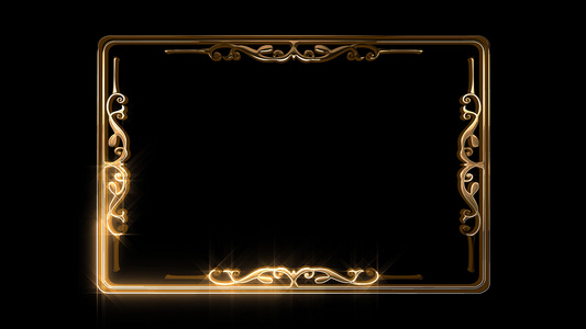 金色复古方框带透明度AE模版视频