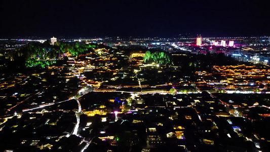 航拍云南丽江古城5A景区夜景 视频