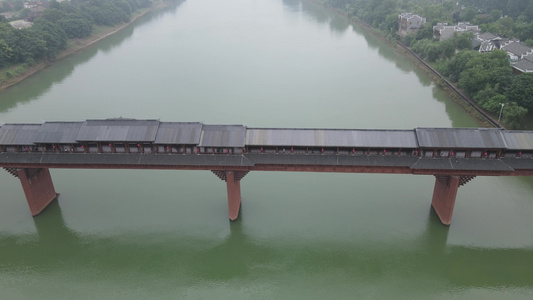 湖南衡阳东洲岛风雨桥航拍视频