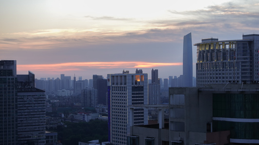 延时摄影风光城市夕阳晚霞落日天空城市天际线素材视频