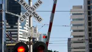 美国的平交道口警告信号加利福尼亚州铁路交叉口10秒视频