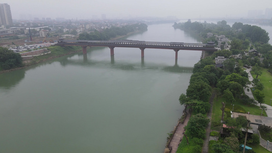 湖南衡阳东洲岛风雨桥航拍视频