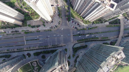 4K俯拍城市交通大道视频