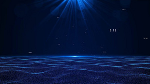 4K蓝色科技海洋粒子晚会背景31秒视频