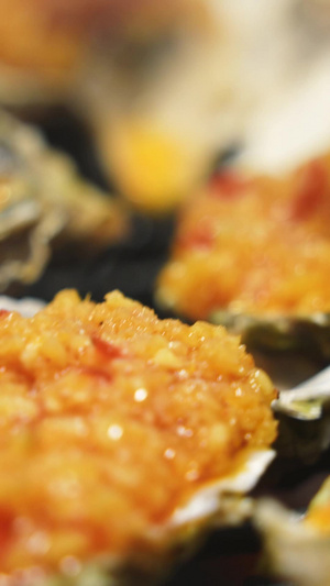 慢动作升格拍摄素材海鲜水产中式美食烧烤碳烤宵夜小吃慢镜头74秒视频