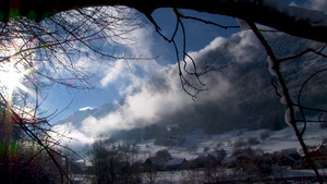 冬季山村景观冬雪村12秒视频