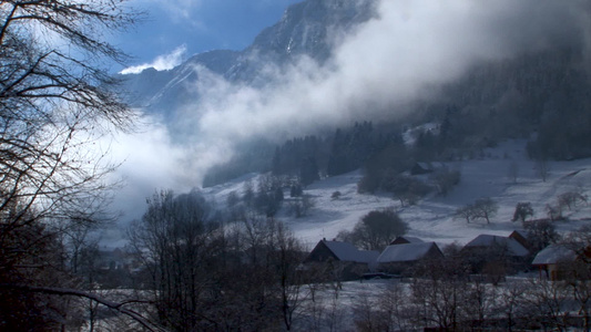 冬季山村景观冬雪村视频