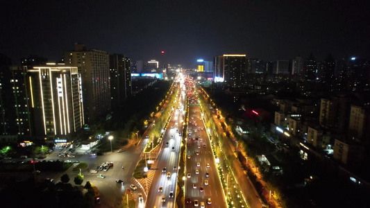 城市夜景拥堵交通车辆行驶 视频