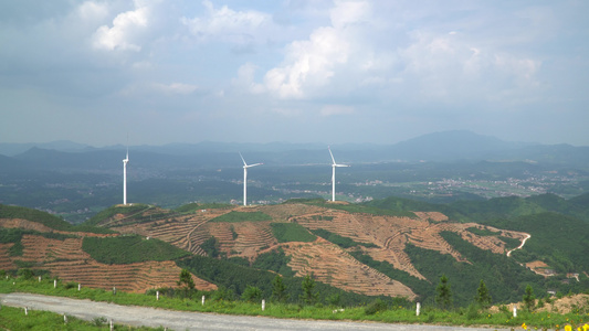 户外山区新能源风电场视频