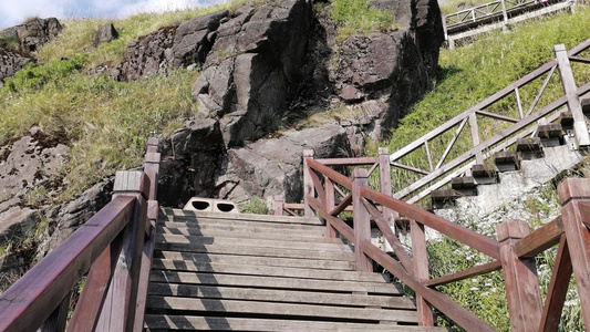 江西武功山自然风光登山步道视频